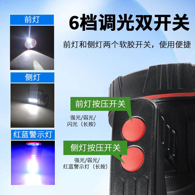 户外双光源手电筒多功能可接三脚架夜间巡逻超长续航手提探照灯