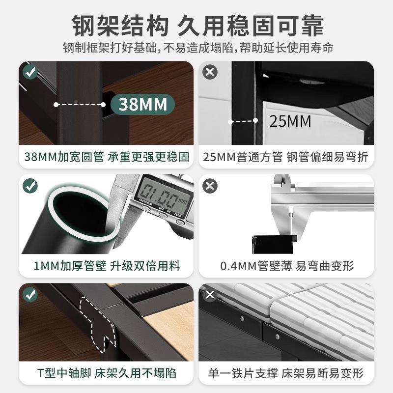 1实木折叠硬床单XOQ人床成床人家用米2简易出租房一米五加固板双