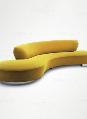 意大利轻奢橙色多大人店半圆弧形沙发待设计师LLB别墅酒厅堂接展