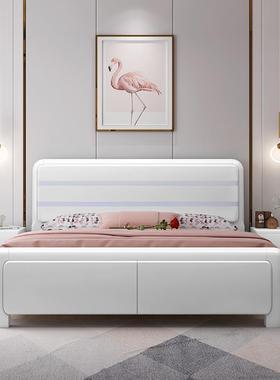 W*床八现代简橡木白色烤一漆全实木约床纯实木双人床大床主卧F96J