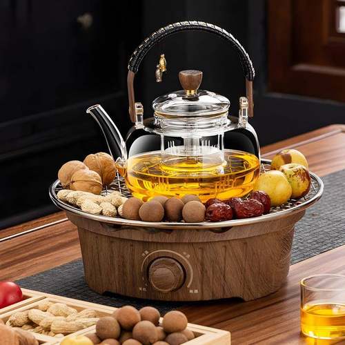 围炉煮茶烤火炉套装20璃25新室SUH款家用内电陶炉煮茶具全套玻茶