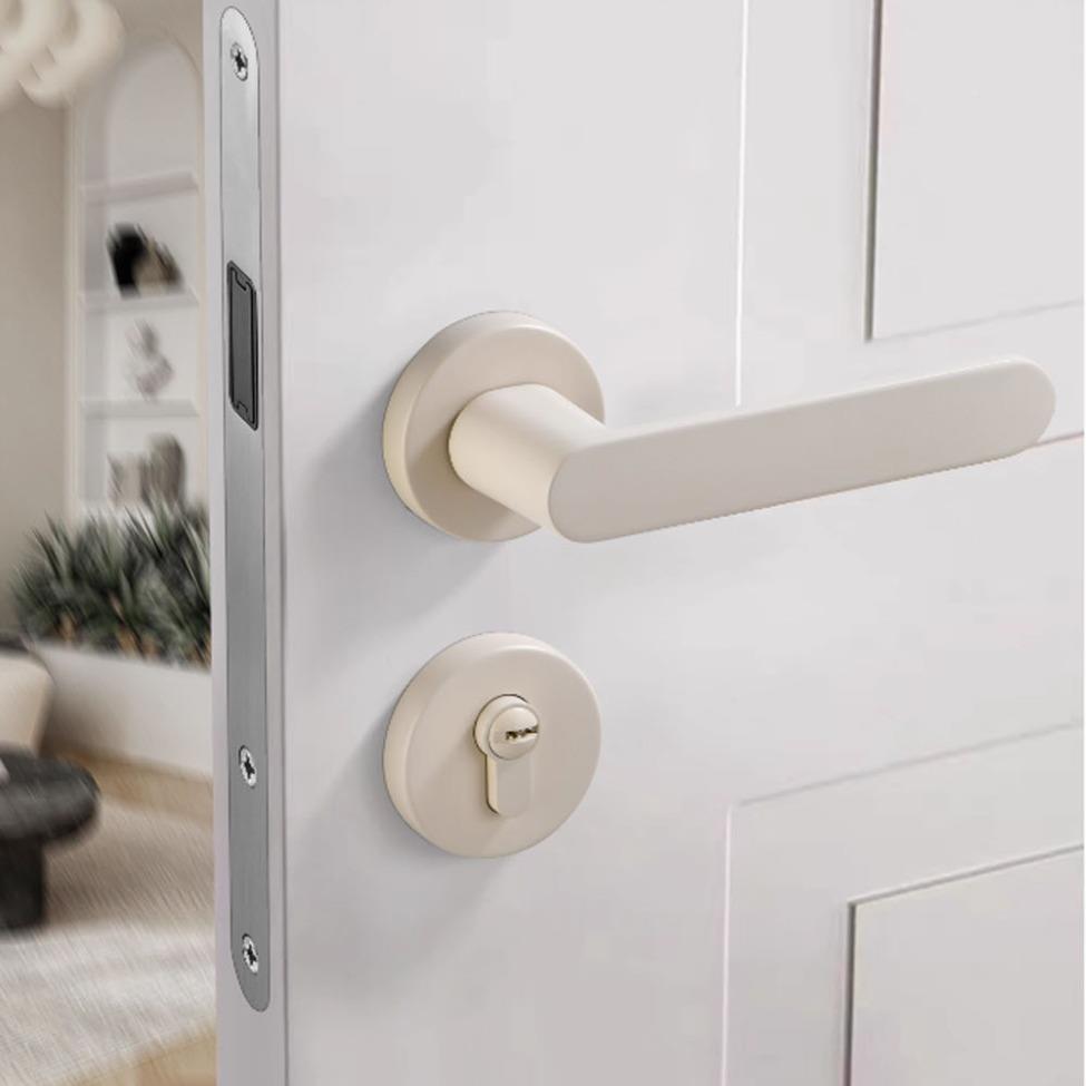 开果油风卡其AIM米磁奶吸心静音室内卧室门锁门门把手分体锁家锁