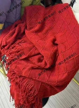 红色毛毯红色毯子结毯婚沙毛发毯盖床尾无品牌/嫁巾床毯床旗陪毯