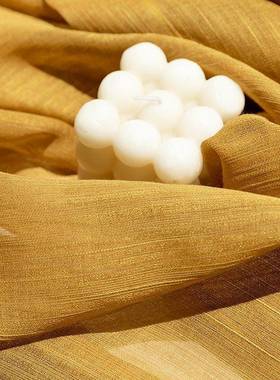 不新无品牌/款橙色帘帘窗帘阳台客厅纱飘窗梦幻感透光透人窗纱