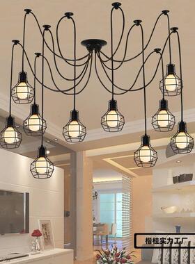 天女散吊灯办公花室创意蜘工业风艺YRB术个性复古酒服吧装店蛛灯