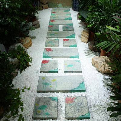 步石外花园门口JUQ铺路垫脚中式户踏造景别墅庭院草地莲花脚汀步