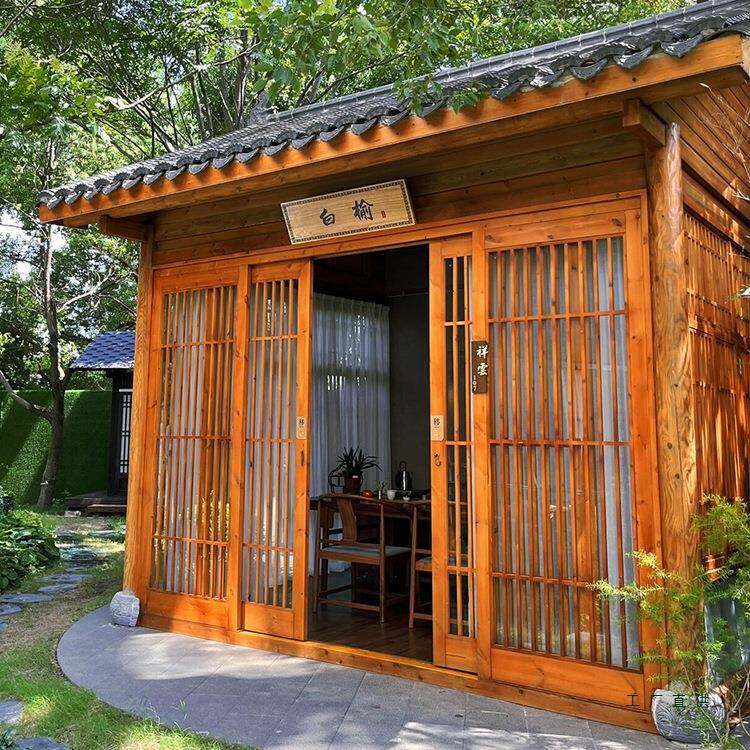防腐木外小IIW木屋庭墅院室外茶造景网屋别农家室乐茅户草木屋