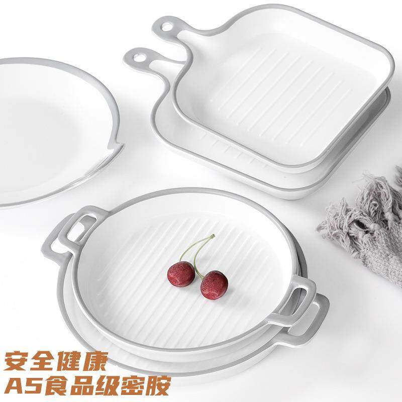 1个装密胺盘子具套装0带餐把手柄盘餐厅饭店菜盘炒饭VJM盘塑吃料