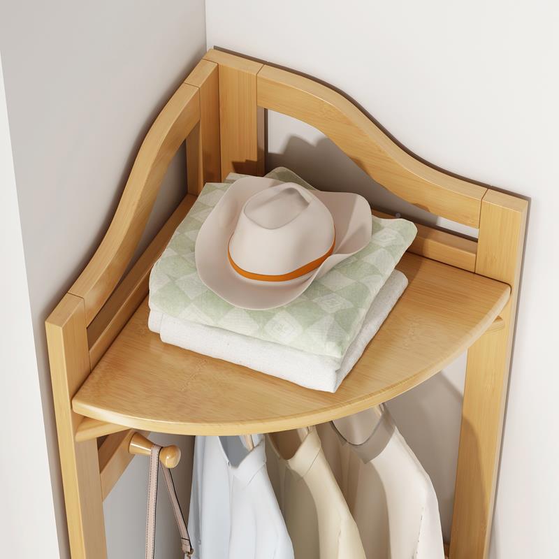 形角落衣帽架落地室挂衣架用墙扇角转卧ISJ角家置物架实木多功能