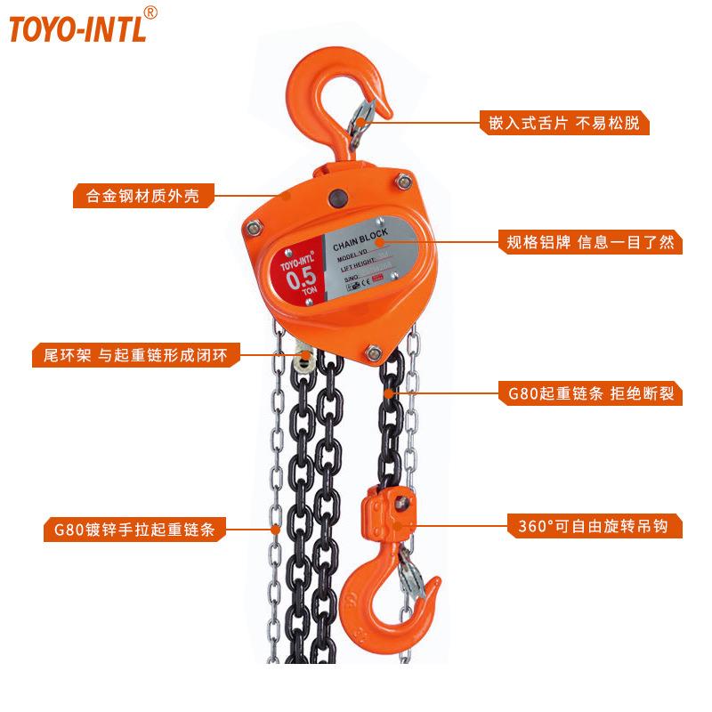 TO芦YOINTL迷2你手拉葫0.5款吨VD小型手动葫芦NGI倒链吊机起重工