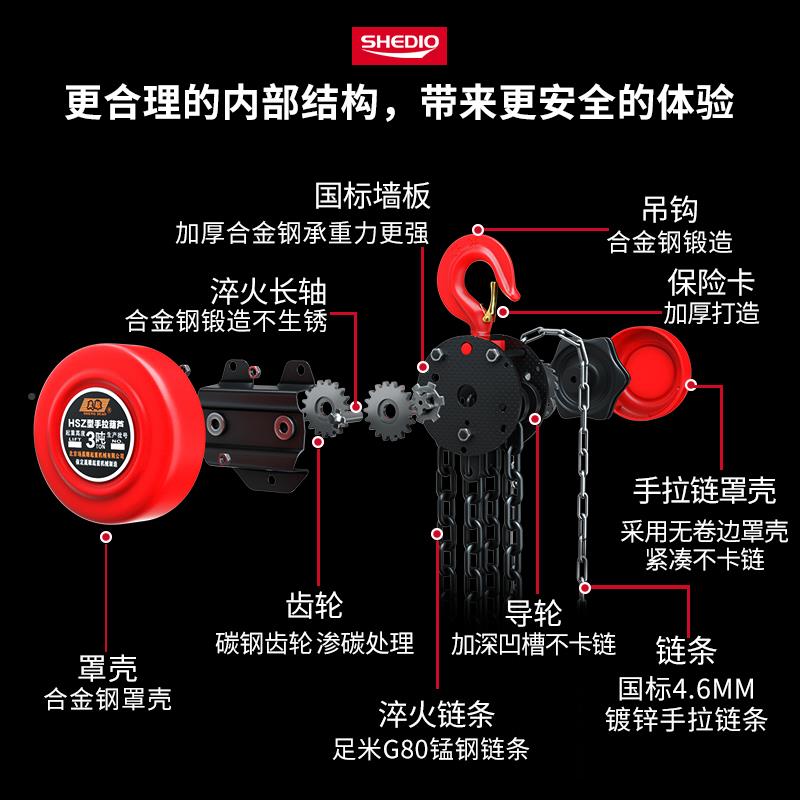 5IO晟雕手拉葫芦/2/吊3葫芦5吨101t葫芦吊机手J动小型PJIhsz圆形