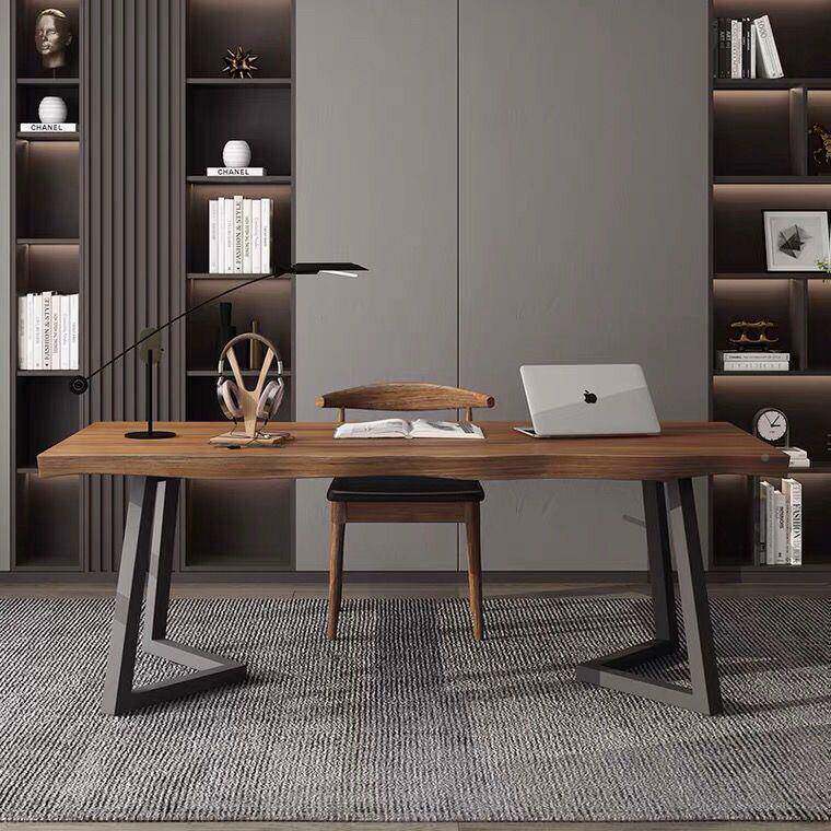 实木型o会议桌原木办公代桌长桌l无品牌/ft工作台电脑桌现简约大