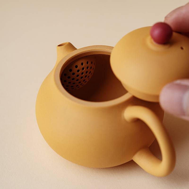 宜室茶话原矿黄段泥紫砂茶壶文旦壶家用陶瓷球孔过滤迷你泡茶壶