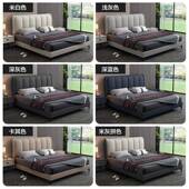 奶油约风布艺床现代简科技布床网红轻奢LUD婚床室家用实卧木双主