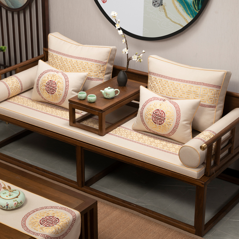 新中式罗汉床垫乳胶椅垫子红木沙发坐垫实M木沙发海绵座垫防滑定