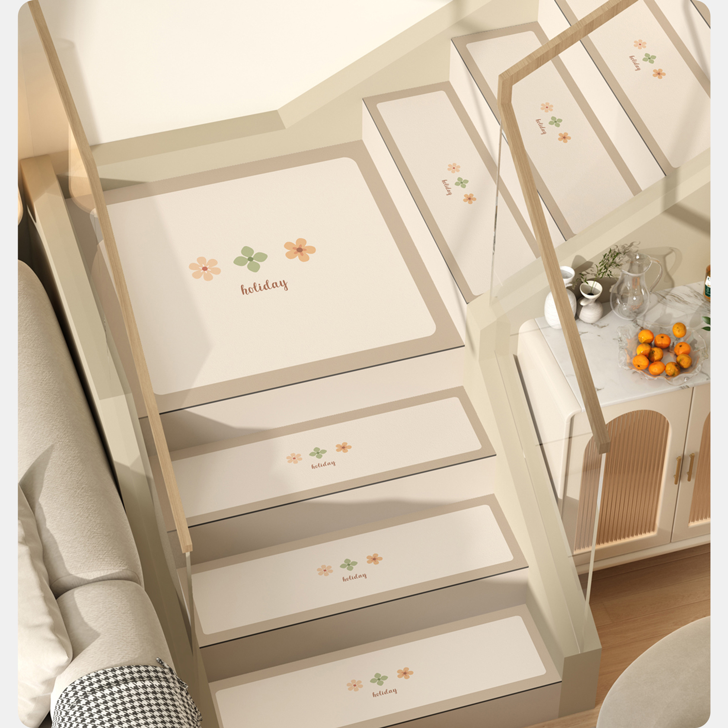 简约踏步垫免洗自粘楼梯台u阶高级防滑垫家用步梯地毯防水防滑定