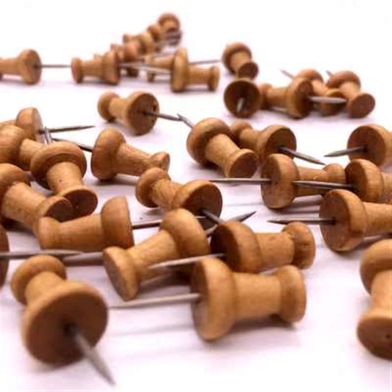 盒装木质图e钉按压钉软木板钉子桦木制造多用途艺术创意标注钉包