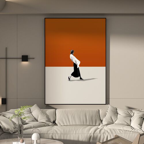 客厅画沙发背景墙画现代简约竖版艺术侘寂风O高级感落地画人物极