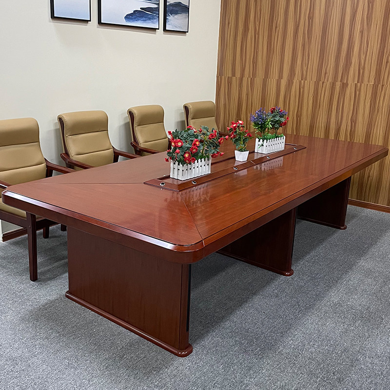 办公家具会议桌长l桌油漆实木培训桌椅组合大型长方形烤漆洽谈桌