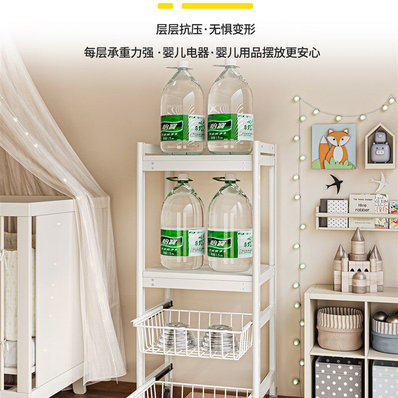 婴儿用品收纳g架婴儿车可移动货架卧室床边抽屉式婴儿喂养桌收纳