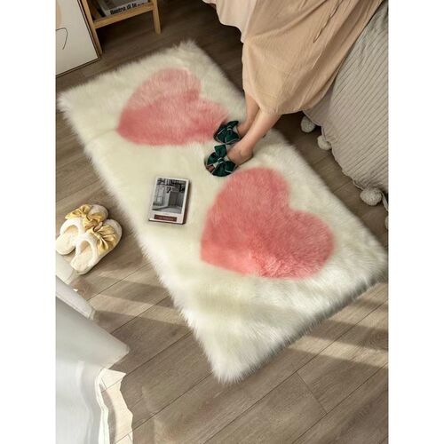 地毯卧室床边地毯长毛绒地垫免洗耐脏赤脚公主P风床尾地毯长条加
