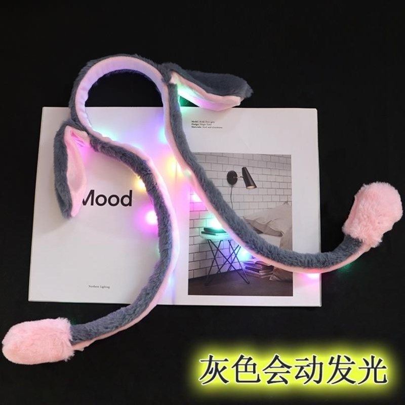 发光会动的兔耳朵发箍发卡头饰帽子儿童闪光头扣发饰发箍头箍彩灯
