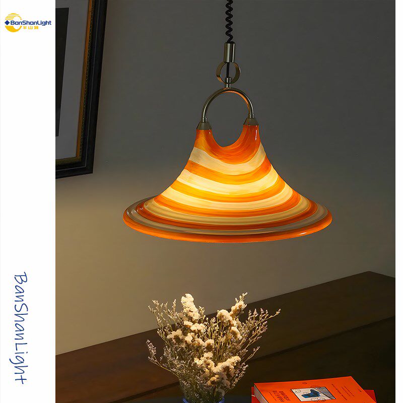彩绘喇叭灯餐厅吊k灯客厅床头卧室可调节创意个性艺术复古吊灯