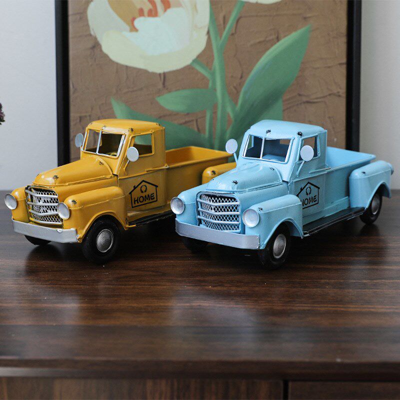 欧式复古古董老爷车卡车道具模型铁艺装饰工艺品摆件摆设家居饰品