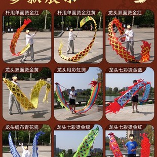 广场健身甩甩龙儿童舞龙彩带甩彩龙彩条初学耍龙健身龙头道具小孩