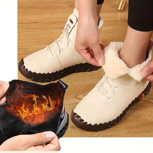 Casual Copy Cover Boots Round Toe Flat Heel Ankle Boots跨境