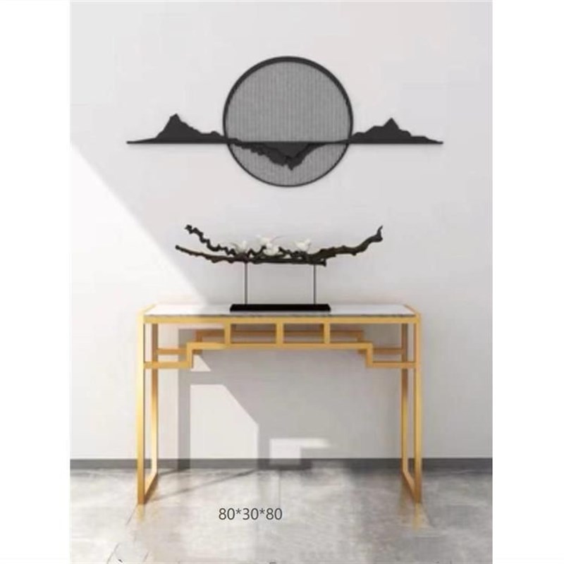 新中式大理石玄关桌靠墙条案简约现代供桌金属艺术端景台轻奢条几