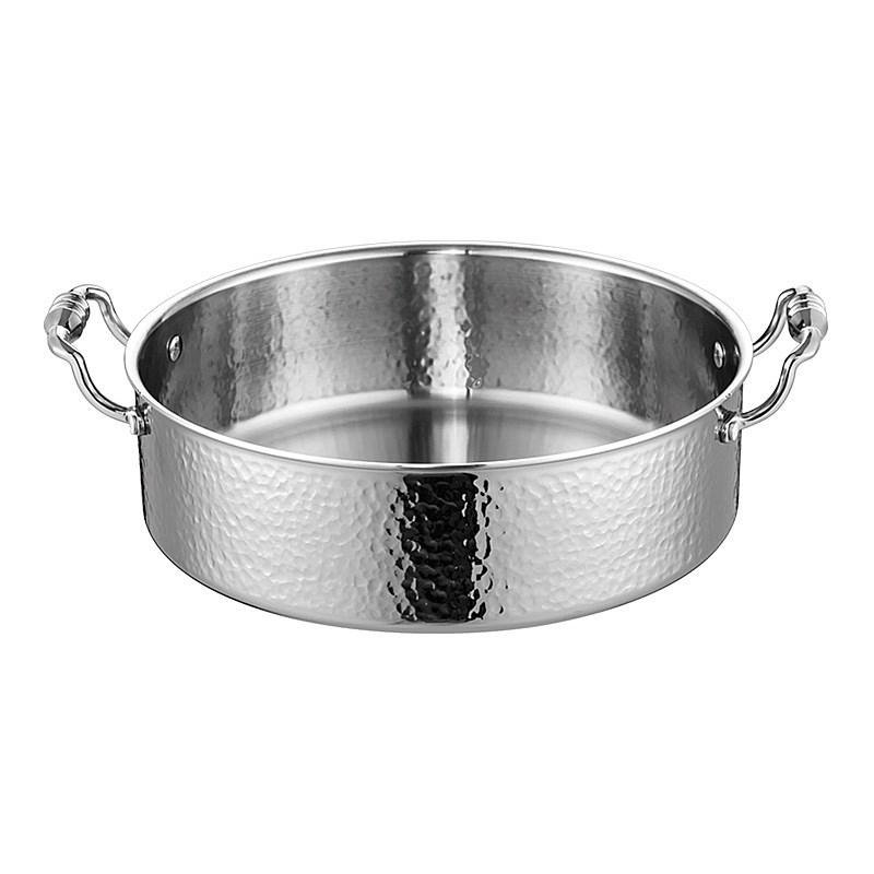 严选美仕手工锤纹火锅304不锈钢鸳鸯锅复合钢锤纹锅大容量火锅盆