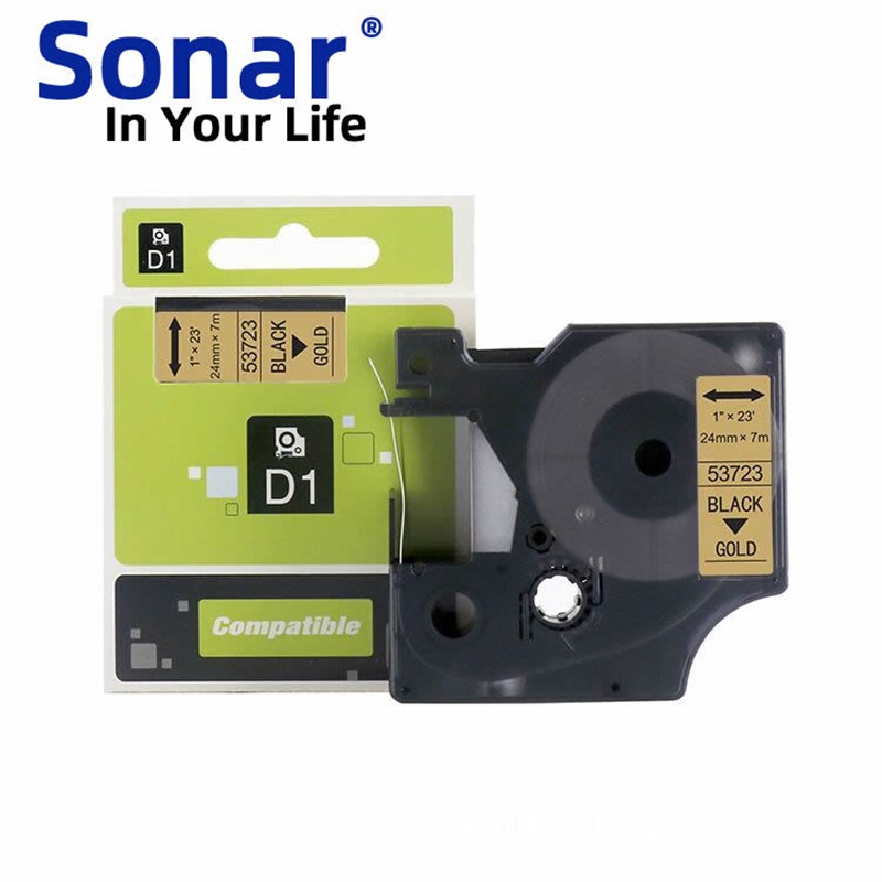 兼容达美色带53721黑底白字24mm不干胶打印纸D1标签机色带suonar