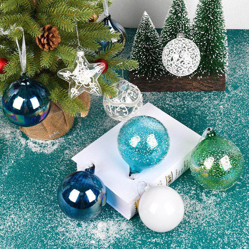 圣诞装饰品手工磨砂透明玻璃球吊饰圣诞树挂饰吊球橱窗场景布置