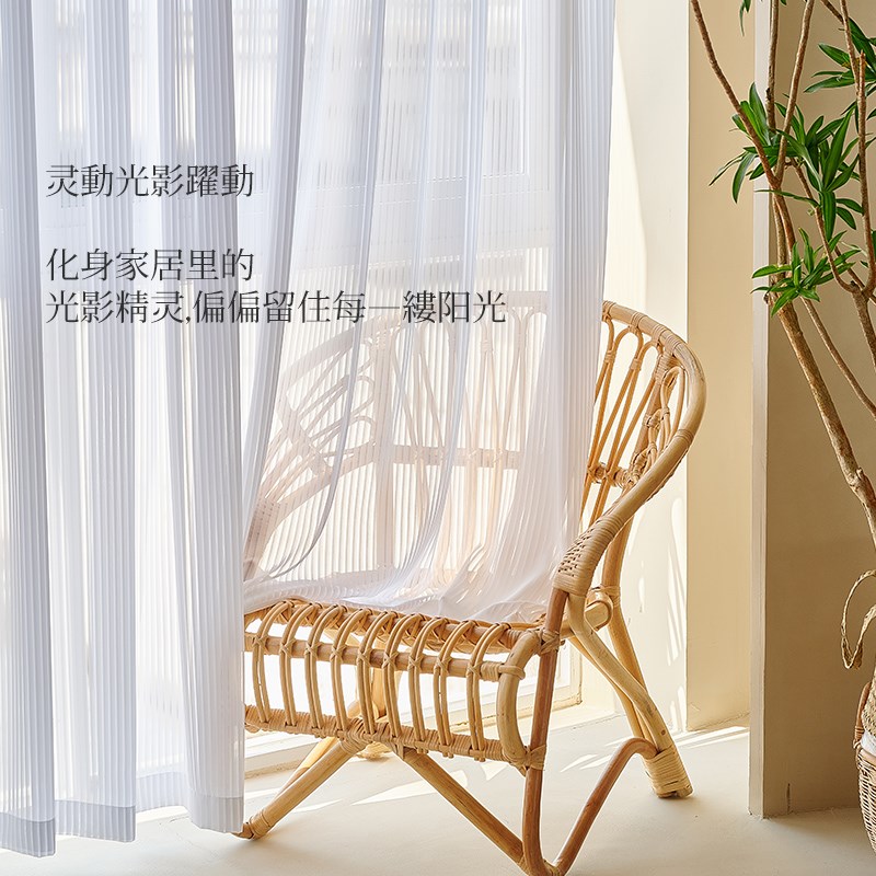 2024新款百叶纱m帘窗帘卧室透光窗纱白色阳台客厅高级感白纱梦幻