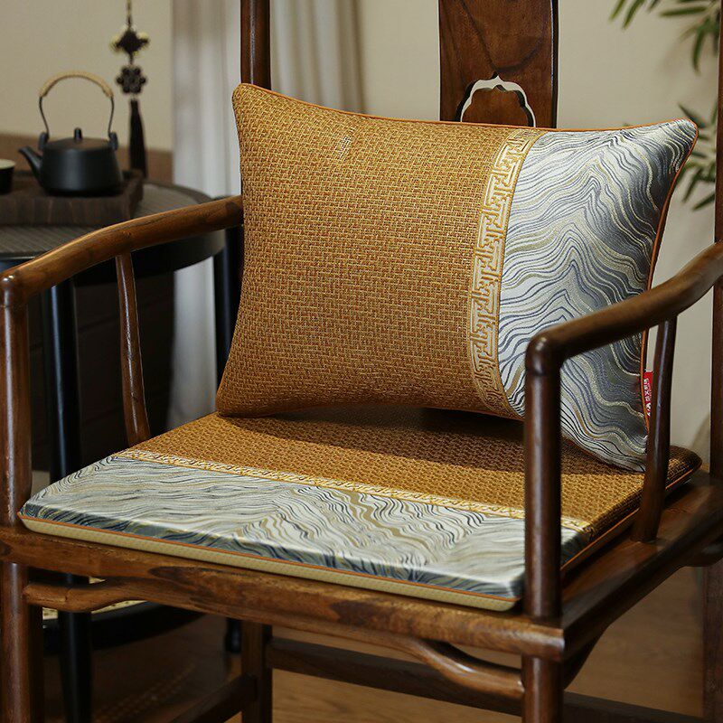 夏季新中式红木沙发透气藤竹席坐垫实木圈椅茶椅S垫凉席坐垫椅垫