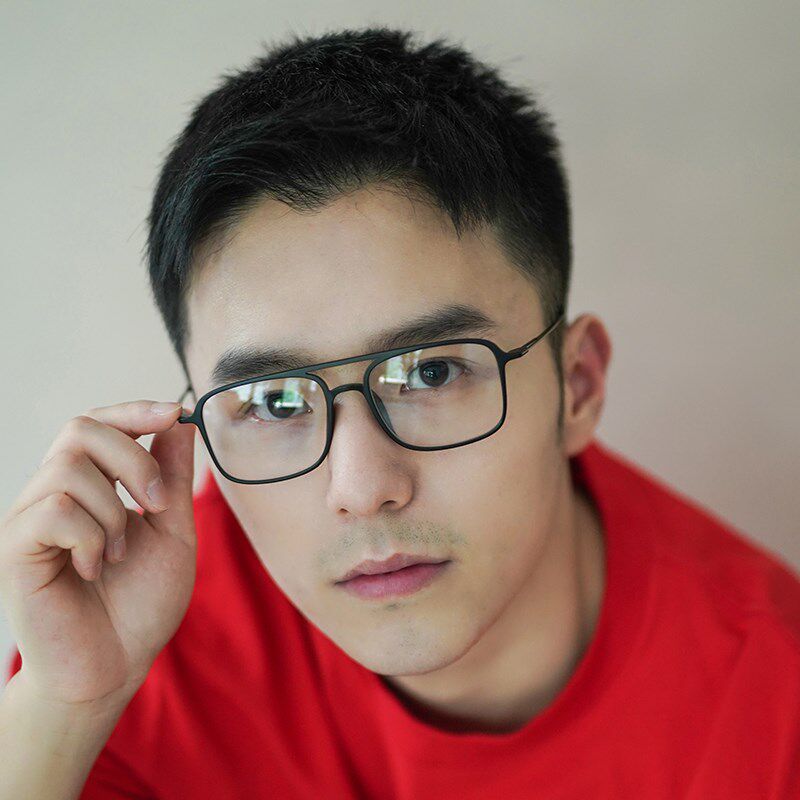 无螺丝塑钢钨钛眼镜男近视潮方形双梁防蓝光平光镜眼睛架可配度数
