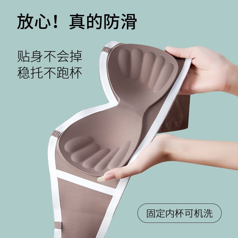 无肩带孕妇照隐形内衣孕期t专用夏季超薄款哺乳防下垂抹胸防滑文