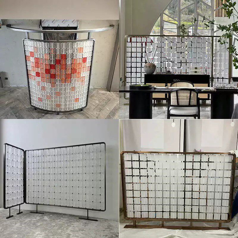 定制不锈钢水晶玻璃挂片隔断金属亚克力屏风酒店餐W卡座玄关过道