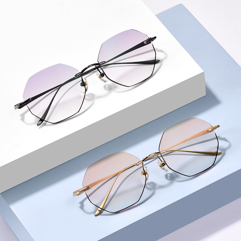 纯钛无框眼镜护目镜男女电脑手机防蓝光辐射近视平光护目复古韩版