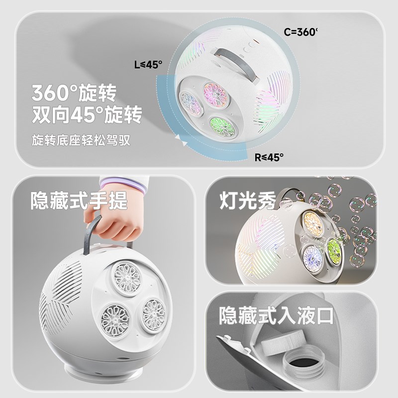 2025新款儿童j电动泡泡枪全自动旋转手持吹泡泡机30孔大容量补充