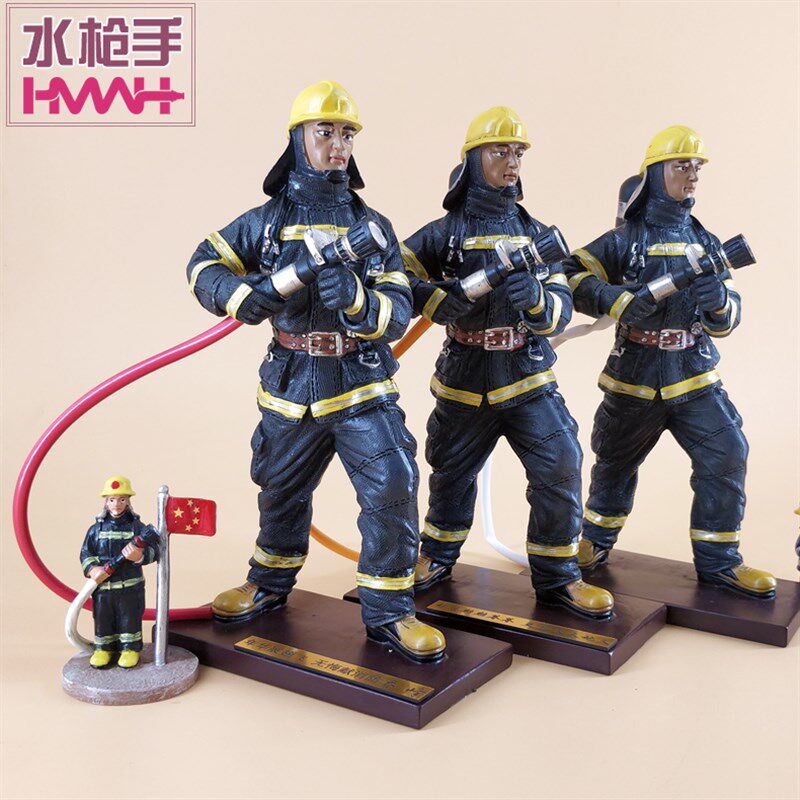 桌面摆件消防救援救雕塑灭火员手办公仔玩偶儿童玩具模型奖品