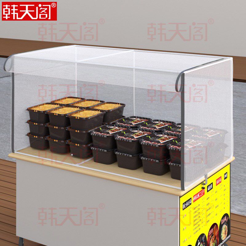 摆摊小推车防蝇罩镂空网纱水果防蚊E虫凉菜防尘带门桌面网罩长方