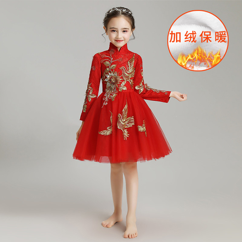 女童公主裙蓬蓬纱儿童婚纱裙花童晚礼服主持人钢琴演出服秋冬新款