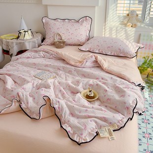 夏季 亲肤云感棉花边夏凉被蓬松舒适小清新空调被双人被芯家用 新款