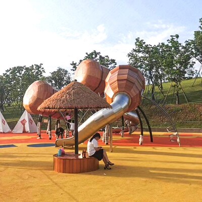 户外不锈钢儿童滑滑梯游乐设施公园幼儿园室外组合攀爬架木质滑梯