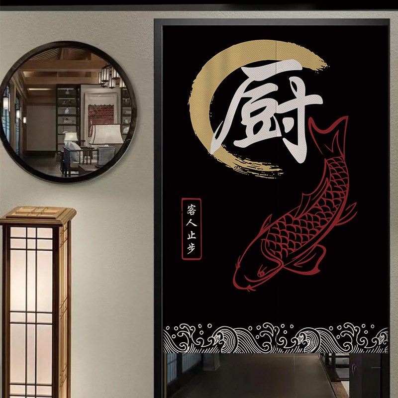 厨房门帘隔断帘防油饭店餐饮后厨遮挡半帘布帘子店铺商用