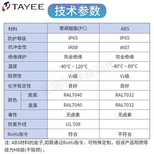 按钮盒 ABS 黄 天逸 2SP TYX1 TYX1S PC灰 TYX1SP