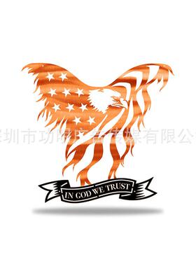 跨境墙饰金属墙艺术白头鹰旗美国铁艺鹰旗墙挂壁饰秃鹰旗帜壁挂
