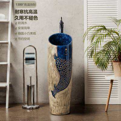 庭院洗手盆简易一体阳台水池简约柱盆室外落地卫生间立柱Z式洗脸z